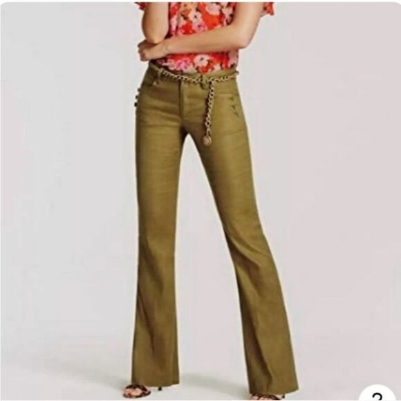 Cabi -193 Charlie Trouser Pants Flare Linen Olive Green Women's Size 2 - Picture 2 of 11